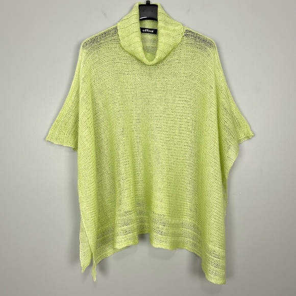 Vintage Sweaters - Vintage Mohair Poncho Sweater Women’s Size M Turtleneck Lightweight Open Knit